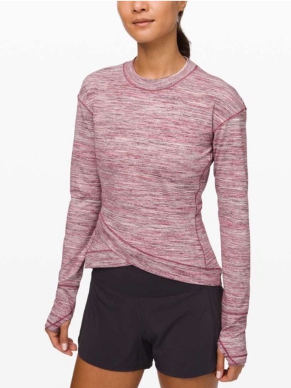 Lululemon Close to Crossing Pink Long Sleeve Workout Athletic Top Shirt Small